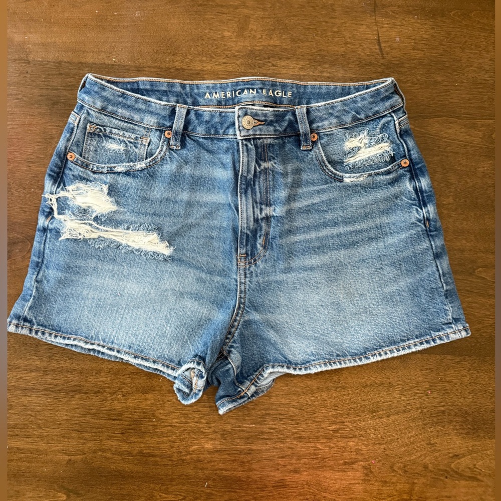 American Eagle Outfitters Light Blue Distressed Jean Shorts